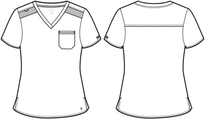 Med Couture Touch V Neck Scrub Top MC7448 in Eggplant, Pink, Lilac, Olive, Sea Mist, Slate, Teal - Scrubs Select