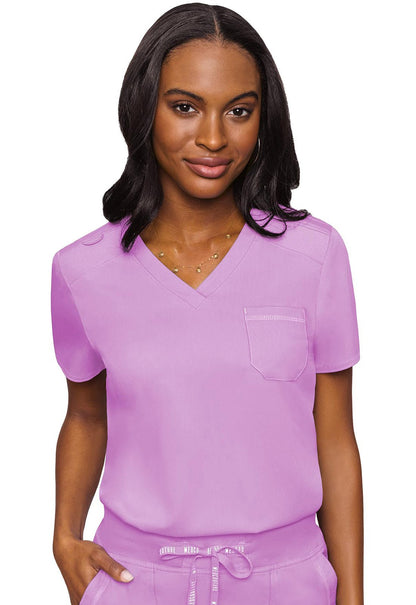 Med Couture Touch V Neck Scrub Top MC7448 in Eggplant, Pink, Lilac, Olive, Sea Mist, Slate, Teal - Scrubs Select