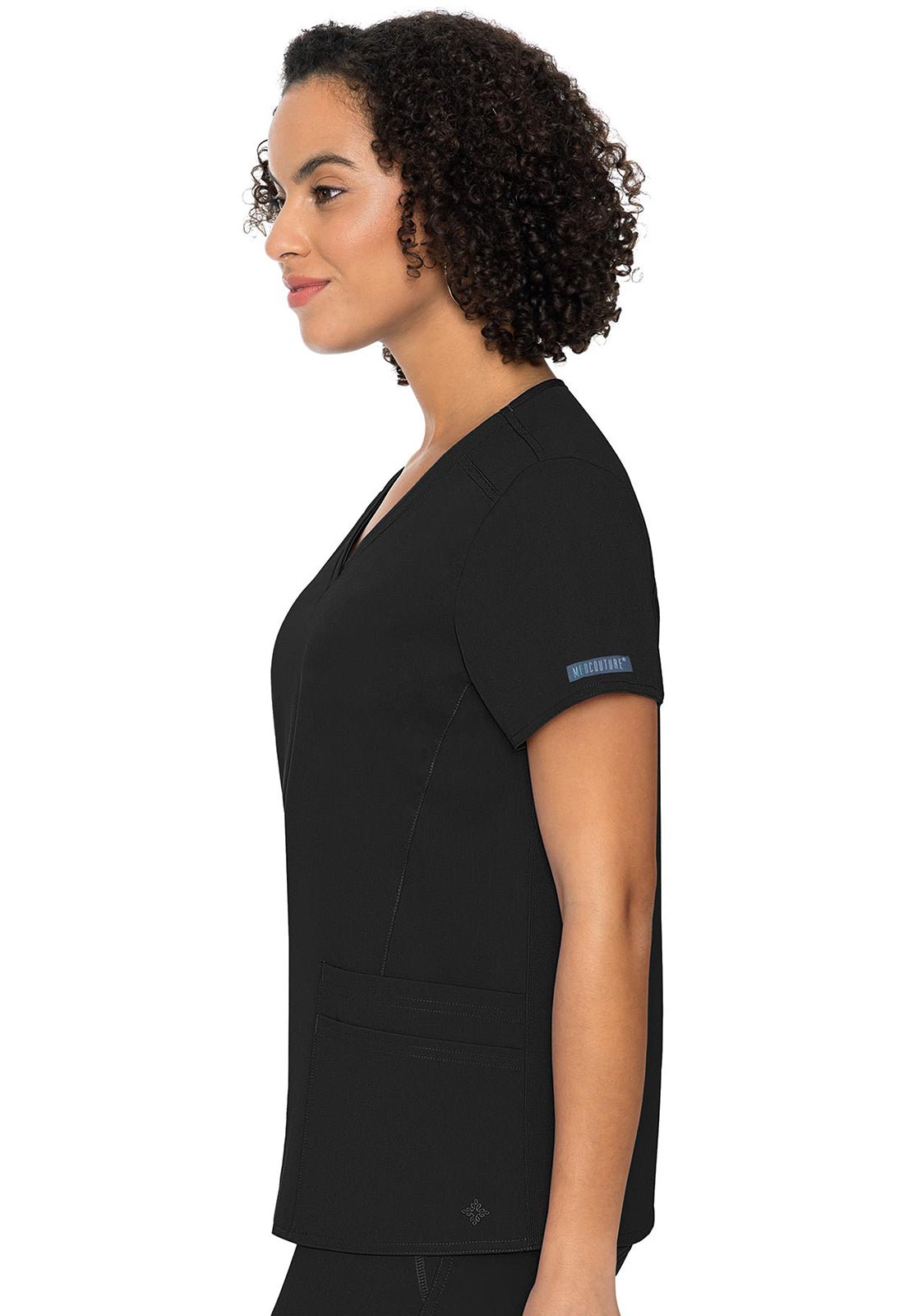 Med Couture Touch V Neck Scrub Top MC7468 in Black, Navy, Pewter, Royal - Scrubs Select