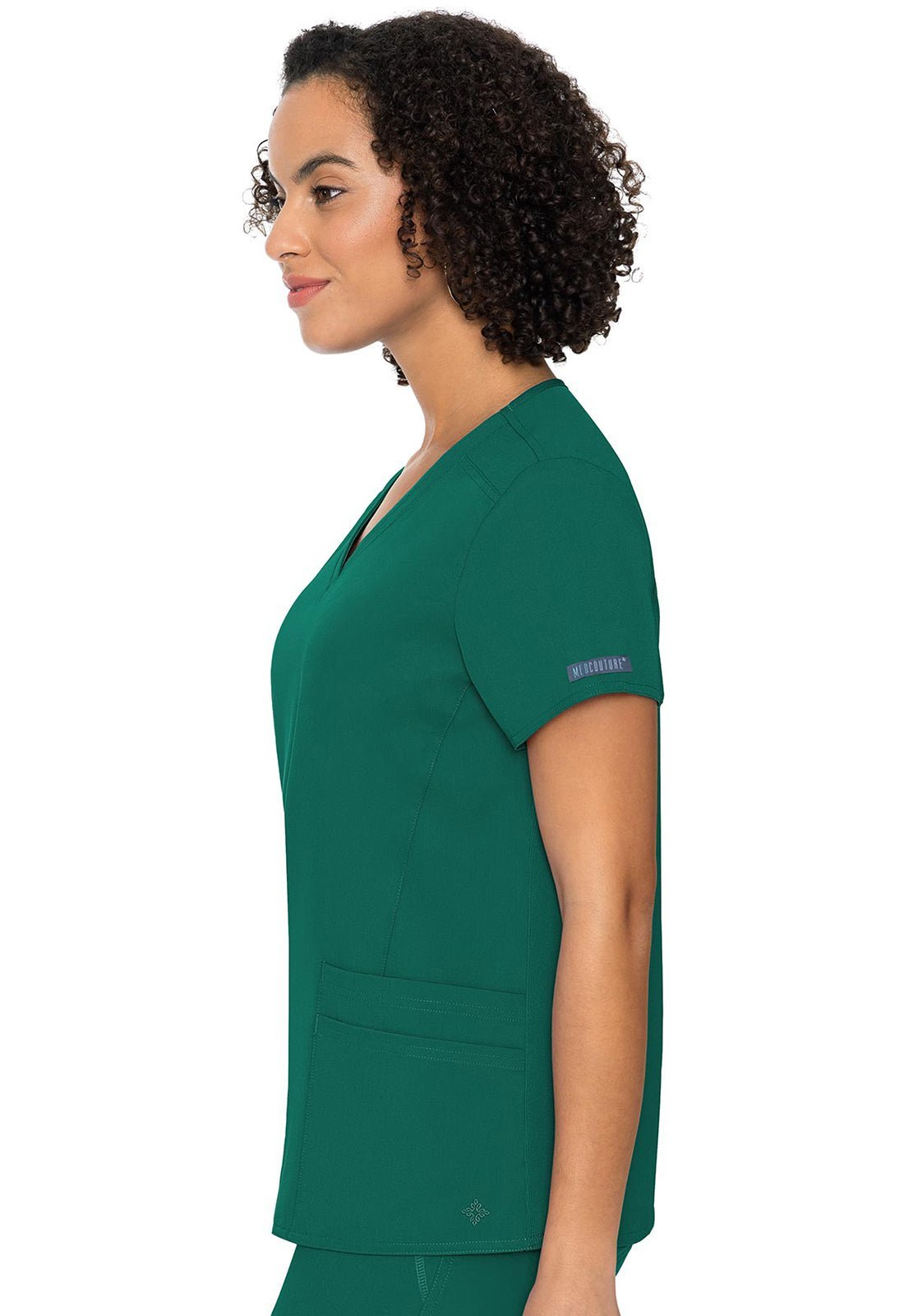Med Couture Touch V Neck Scrub Top MC7468 in Coral, Hunter, Slate, Teal - Scrubs Select