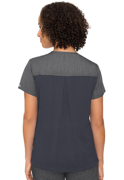 Med Couture Touch V Neck Scrub Top MC7468 in Coral, Hunter, Slate, Teal, Wine - Scrubs Select