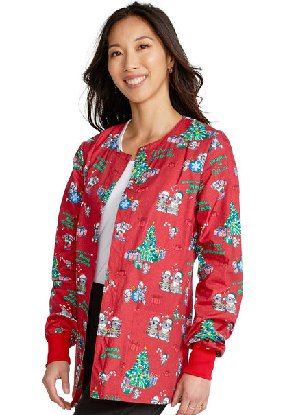 Meowy Christmouse Cherokee Cat Mouse Christmas Warm Up Scrub Jacket CK301 MWCM - Scrubs Select