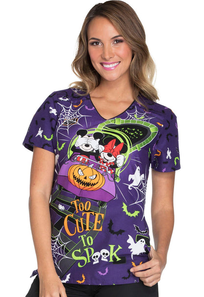 Mickey Minnie Mouse Tooniforms Disney Halloween V Neck Scrub Top TF629 MKTC - Scrubs Select