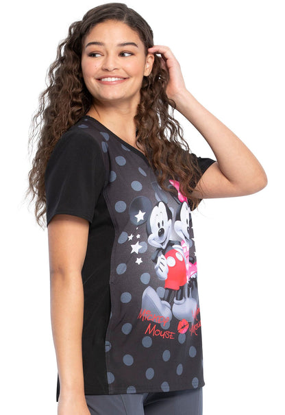 Mickey & Minnie Mouse Tooniforms Licensed Disney V Neck Scrub Top TF627 MKED - Scrubs Select