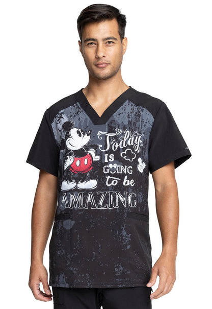 Mickey Mouse Cherokee Infinity Disney Men's V Neck Scrub Top CK676 MKDZ - Scrubs Select