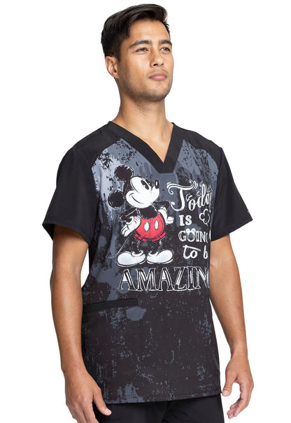Mickey Mouse Cherokee Infinity Disney Men's V Neck Scrub Top CK676 MKDZ - Scrubs Select