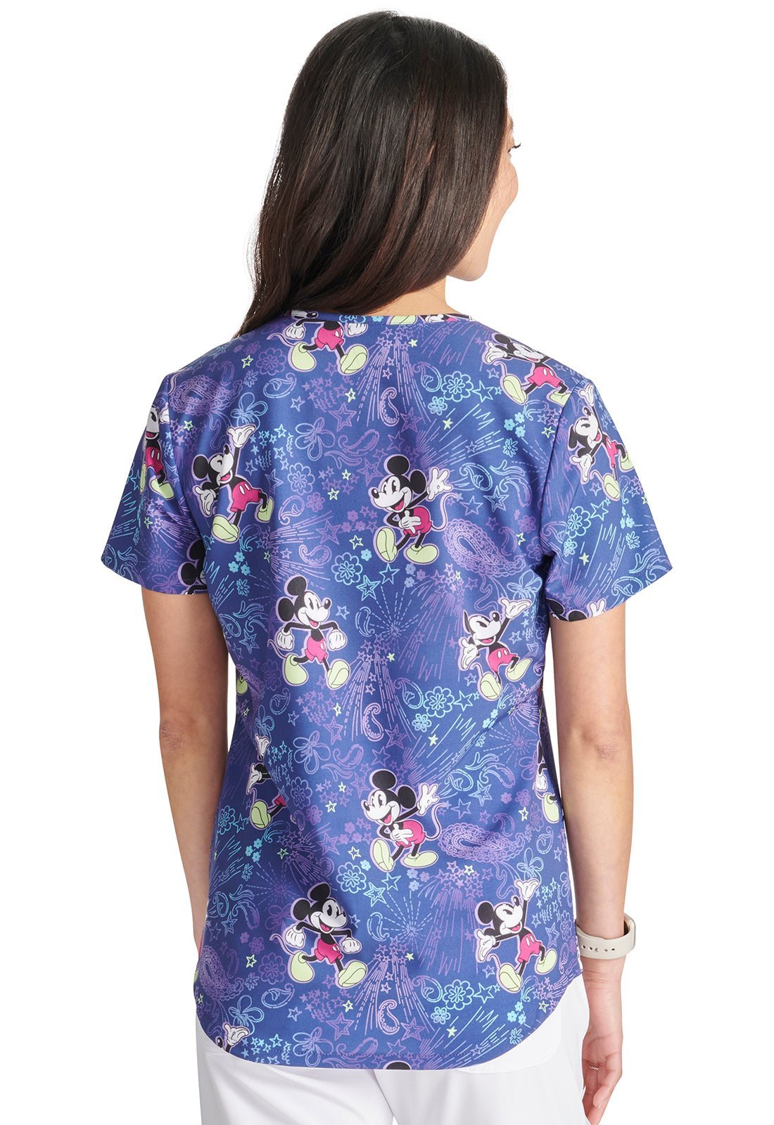 Mickey Mouse Cherokee Tooniforms Disney Licensed V Neck Scrub Top TF737 MKBN - Scrubs Select