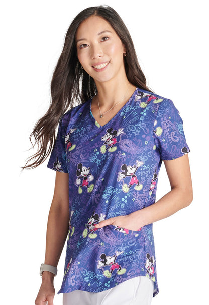 Mickey Mouse Cherokee Tooniforms Disney Licensed V Neck Scrub Top TF737 MKBN - Scrubs Select