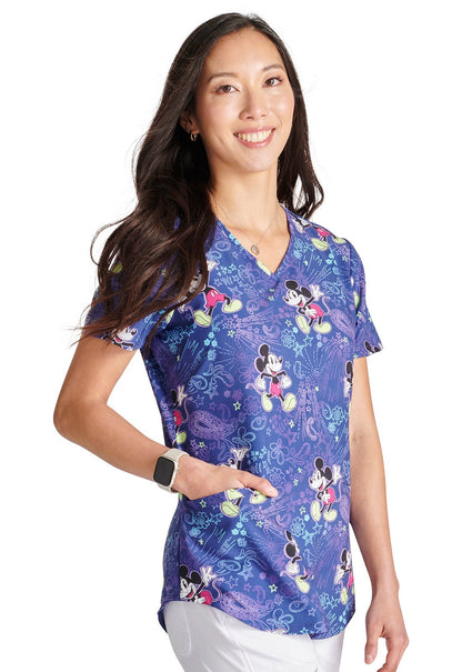 Mickey Mouse Cherokee Tooniforms Disney Licensed V Neck Scrub Top TF737 MKBN - Scrubs Select
