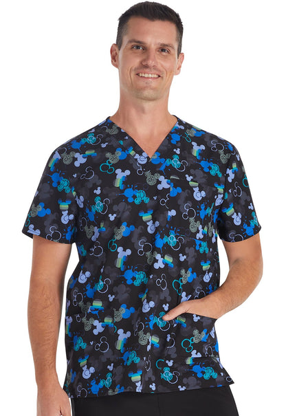 Mickey Mouse Cherokee Tooniforms Disney Men's V Neck Scrub Top TF740 MKDD - Scrubs Select