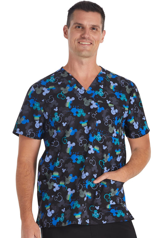 Mickey Mouse Cherokee Tooniforms Disney Men's V Neck Scrub Top TF740 MKDD - Scrubs Select