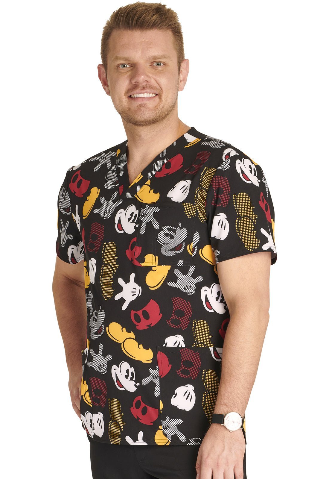 Mickey Mouse Cherokee Tooniforms Disney Men's V Neck Scrub Top TF740 MKPM - Scrubs Select