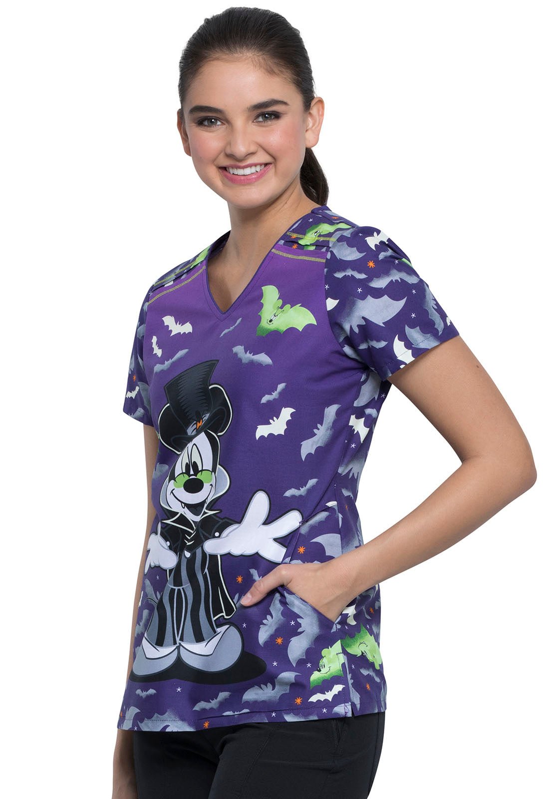 Mickey Mouse Tooniforms Disney Halloween V Neck Scrub Top TF629 MKVAD - Scrubs Select
