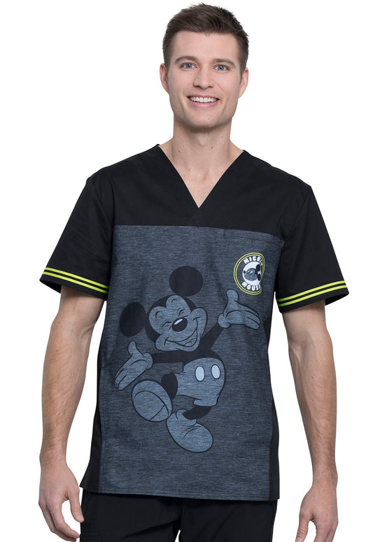 Mickey Mouse Tooniforms Disney Men's V Neck Scrub Top TF707 MKBY - Scrubs Select