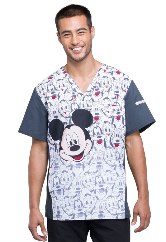 Mickey Mouse Tooniforms Disney Men's V Neck Scrubs Top TF700 MKAF - Scrubs Select