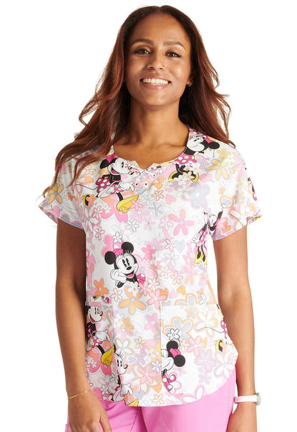 Minnie Mouse Cherokee Tooniforms Disney Round Neck Scrub Top TF787 MNFV - Scrubs Select