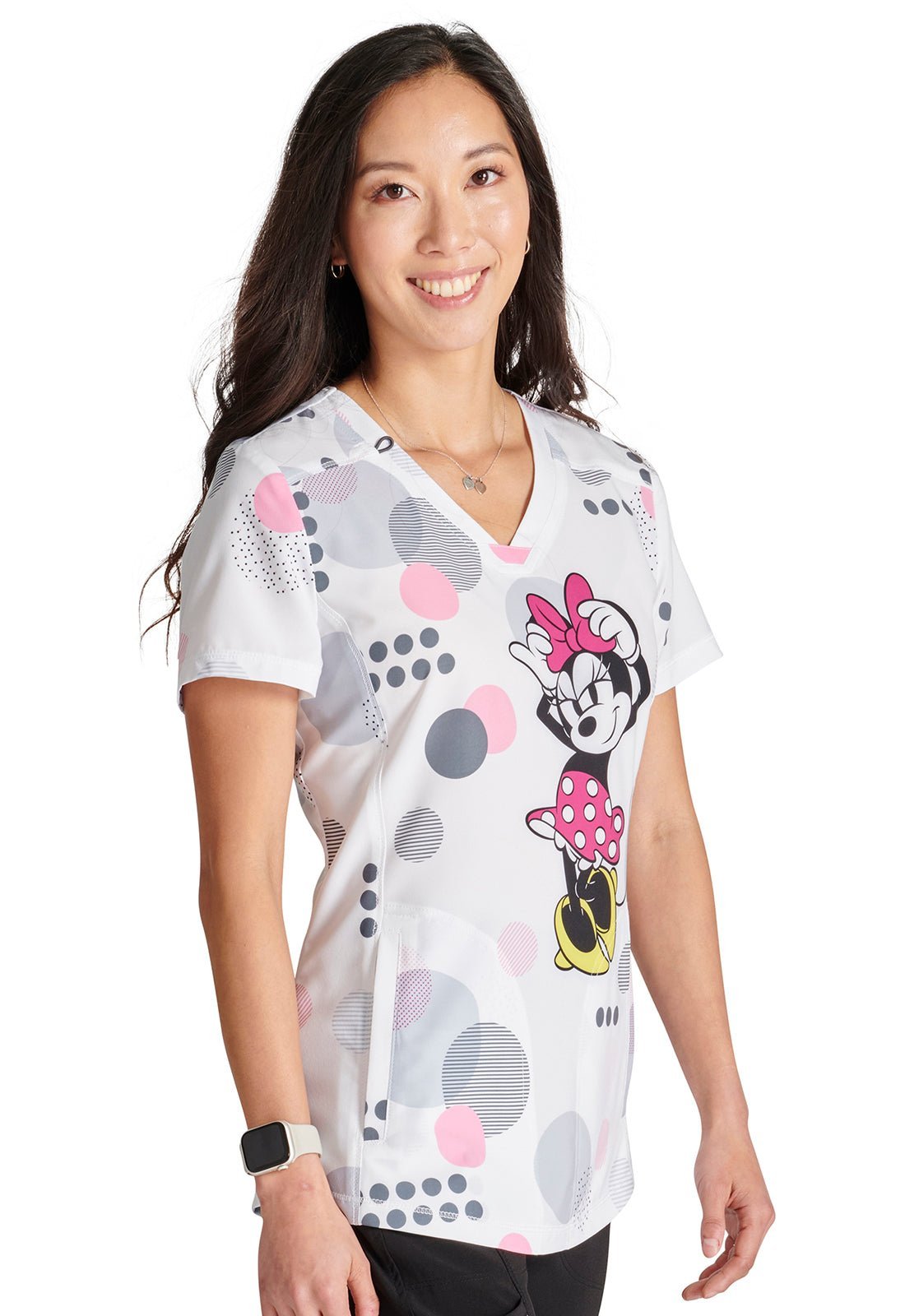 Minnie Mouse Cherokee Tooniforms Disney V Neck Medical Scrub Top TF752 MNUY - Scrubs Select
