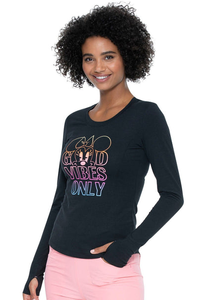 Minnie Mouse Print Long Sleeve Knit Tee HS801 MNGV - Scrubs Select