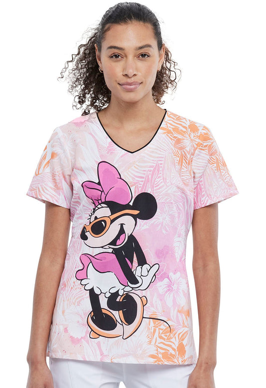 Minnie Mouse Tooniforms Licensed Disney V Neck Scrub Top TF626 MNGR - Scrubs Select
