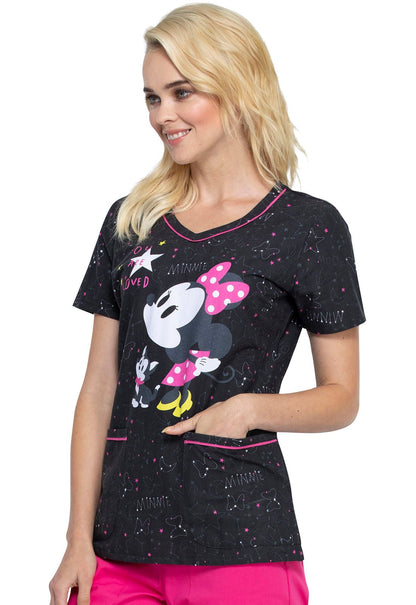 Minnie Mouse Tooniforms Licensed Disney V Neck Scrub Top TF634 MNYL - Scrubs Select