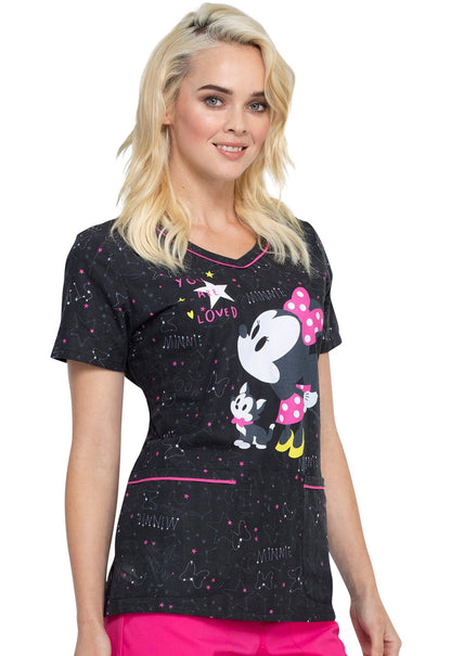 Minnie Mouse Tooniforms Licensed Disney V Neck Scrub Top TF634 MNYL - Scrubs Select