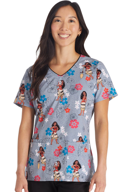 Moana Tooniforms Disney V Neck Medical Scrub Top TF614 MHFY - Scrubs Select
