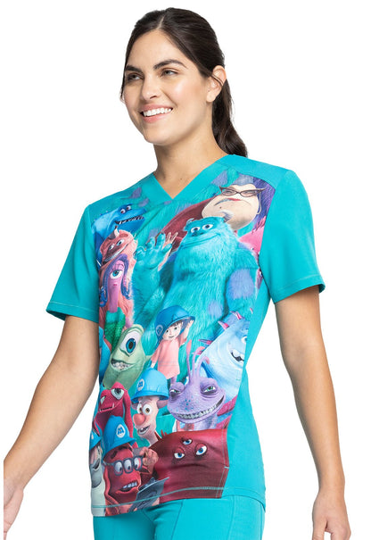 Monsters Inc Cherokee Tooniforms Disney Unisex V Neck Scrub Top TF714 MCPY - Scrubs Select