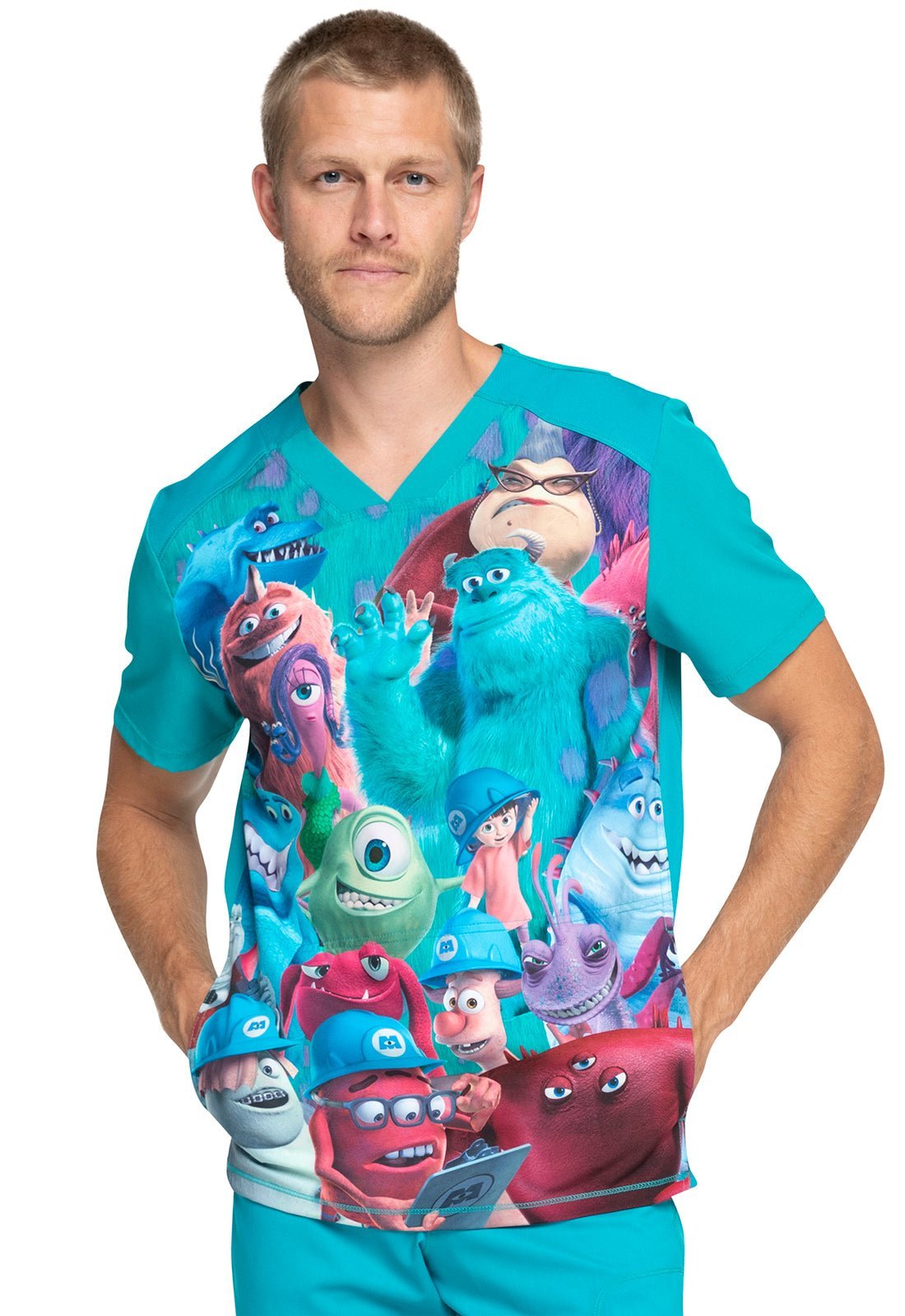 Monsters Inc Cherokee Tooniforms Disney Unisex V Neck Scrub Top TF714 MCPY - Scrubs Select