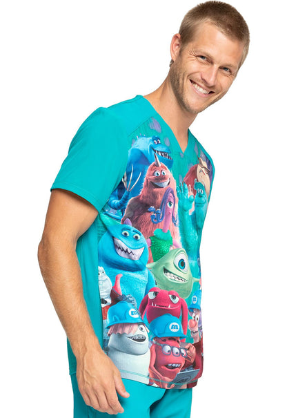 Monsters Inc Cherokee Tooniforms Disney Unisex V Neck Scrub Top TF714 MCPY - Scrubs Select