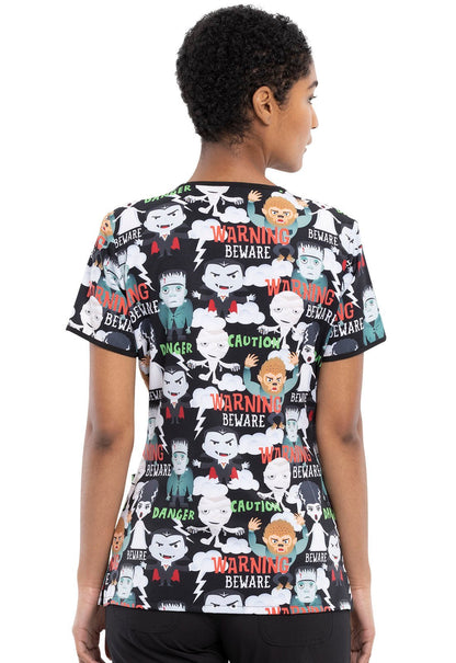 Monsters Tooniforms Licensed Halloween V Neck Scrub Top TF686 MSUM - Scrubs Select