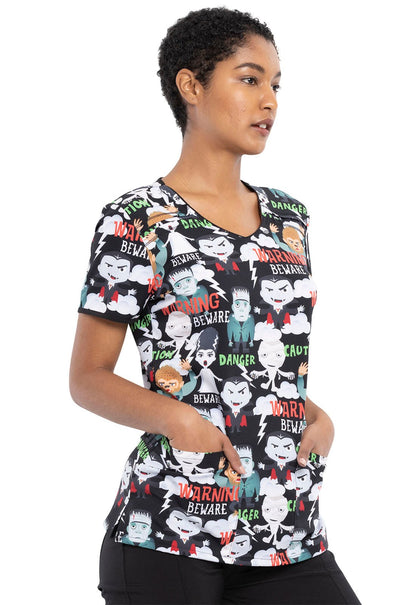 Monsters Tooniforms Licensed Halloween V Neck Scrub Top TF686 MSUM - Scrubs Select
