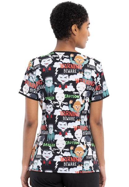 Monsters Tooniforms Licensed Halloween V Neck Scrub Top TF686 MSUM - Scrubs Select