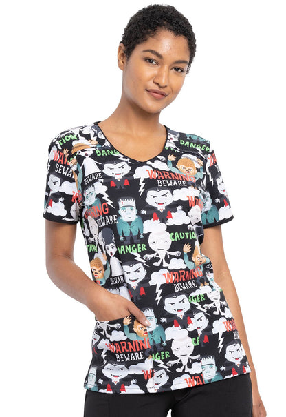 Monsters Tooniforms Licensed Halloween V Neck Scrub Top TF686 MSUM - Scrubs Select