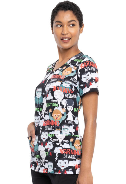 Monsters Tooniforms Licensed Halloween V Neck Scrub Top TF686 MSUM - Scrubs Select