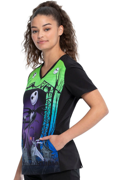 Nightmare Before Christmas Tooniforms Licensed Disney V Neck Scrub Top TF637 NCAZ - Scrubs Select