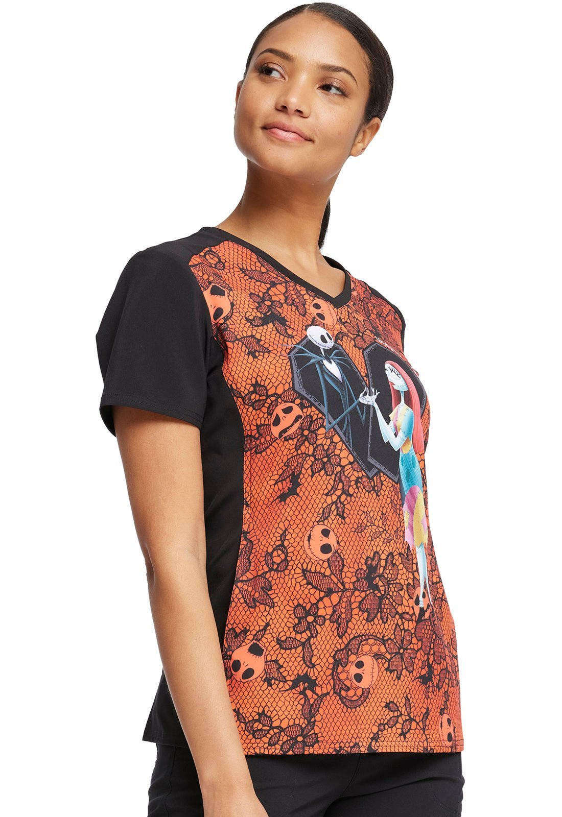 Nightmare Before Christmas Tooniforms Licensed Disney V Neck Scrub Top TF637 NCUD - Scrubs Select