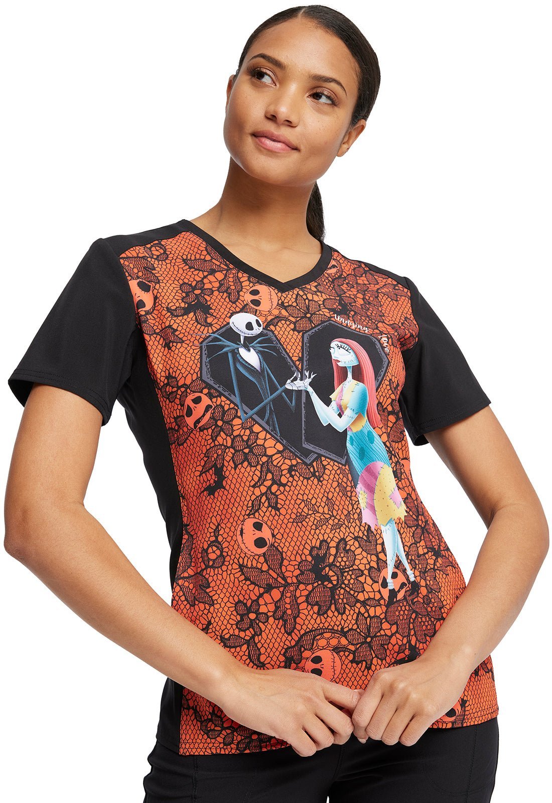 Nightmare Before Christmas Tooniforms Licensed Disney V Neck Scrub Top TF637 NCUD - Scrubs Select