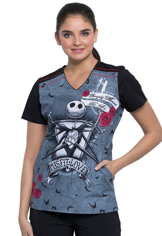 Nightmare Before Christmas Tooniforms Licensed V-Neck Scrub Top TF639 NCIF - Scrubs Select