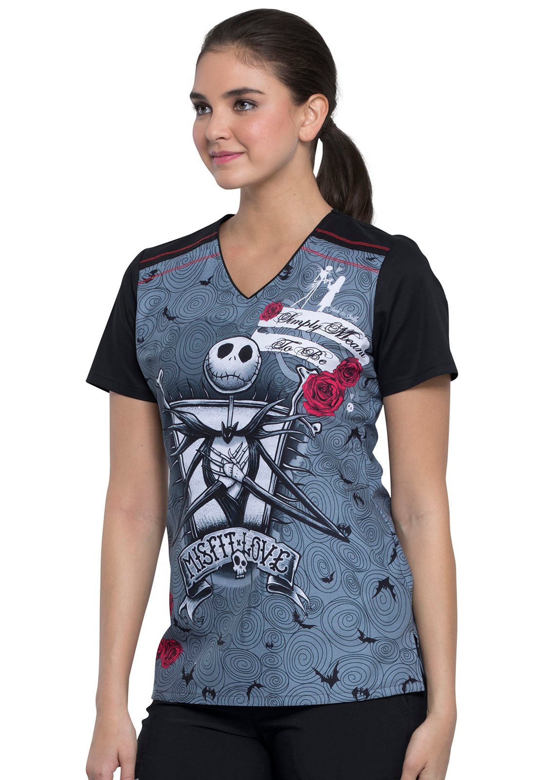 Nightmare Before Christmas Tooniforms Licensed V - Neck Scrub Top TF639 NCIF - Scrubs Select