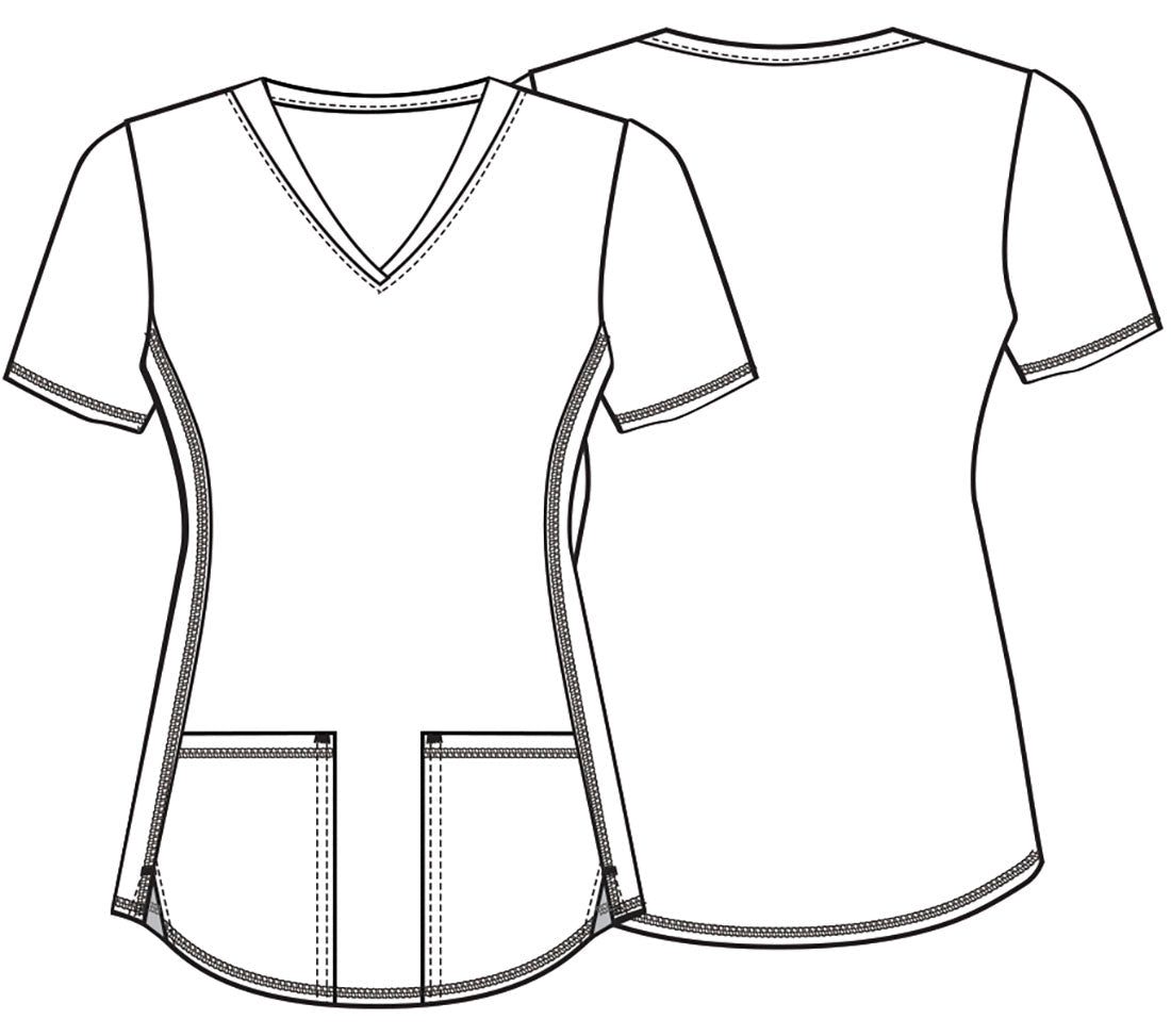 Nurse Cherokee Print V Neck Scrub Top CK703 SULF - Scrubs Select