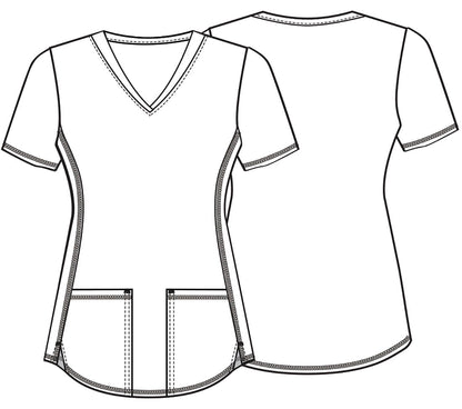 Nurse Cherokee Print V Neck Scrub Top CK703 SULF - Scrubs Select