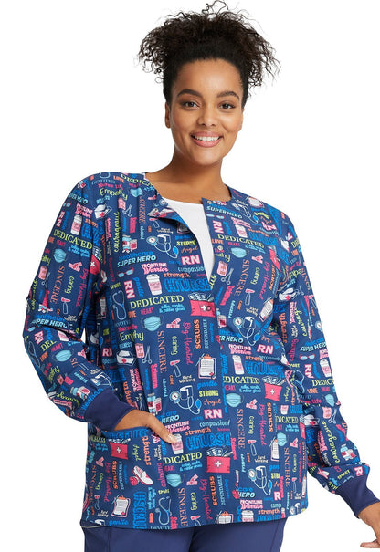 Nurse Cherokee Print Warm Up Scrub Jacket CK321 SULF - Scrubs Select