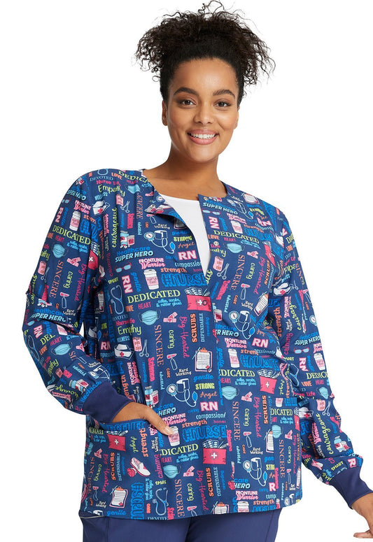 Nurse Cherokee Print Warm Up Scrub Jacket CK321 SULF - Scrubs Select