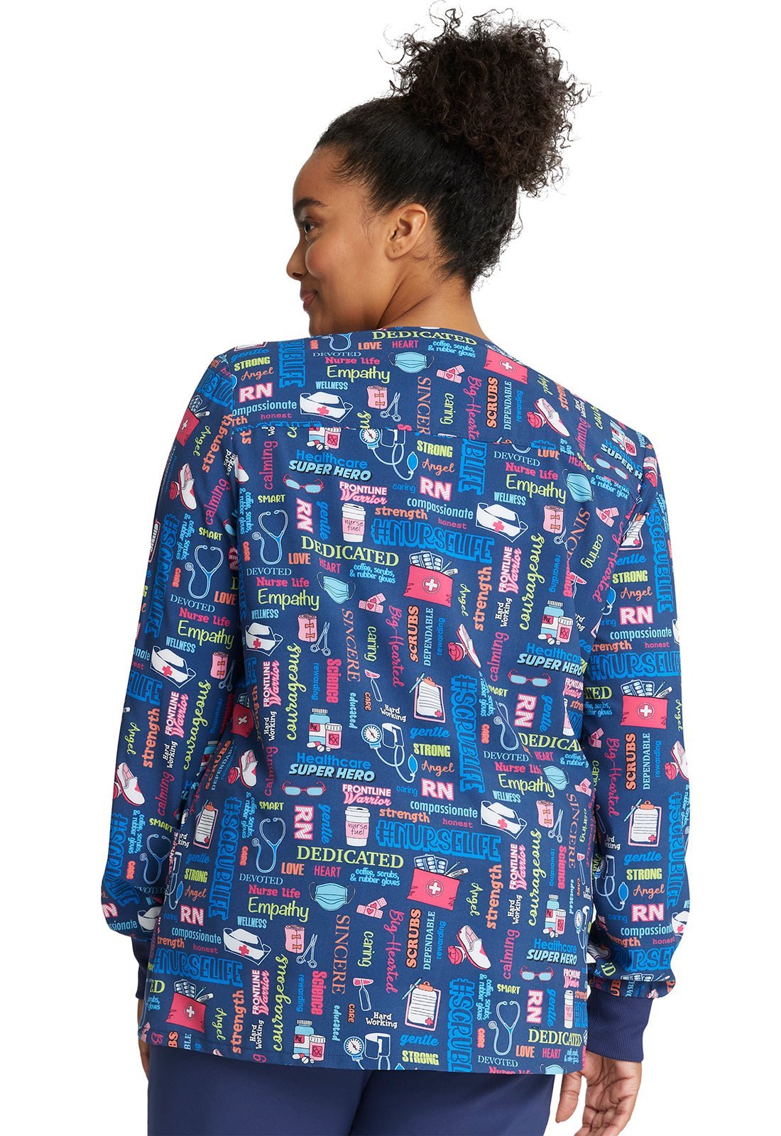 Nurse Cherokee Print Warm Up Scrub Jacket CK321 SULF - Scrubs Select