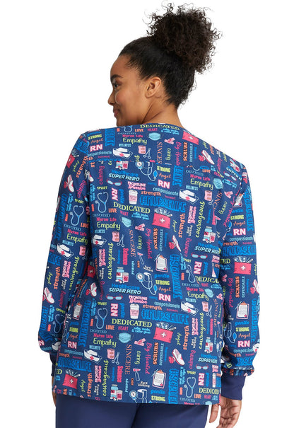 Nurse Cherokee Print Warm Up Scrub Jacket CK321 SULF - Scrubs Select