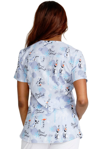 Olaf Cherokee Tooniforms Disney Frozen V Neck Scrub Top TF761 FZPL - Scrubs Select