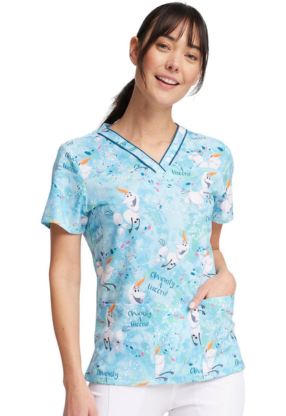 Olaf Tooniforms Licensed Disney Frozen V Neck Scrub Top TF610 FZOB - Scrubs Select