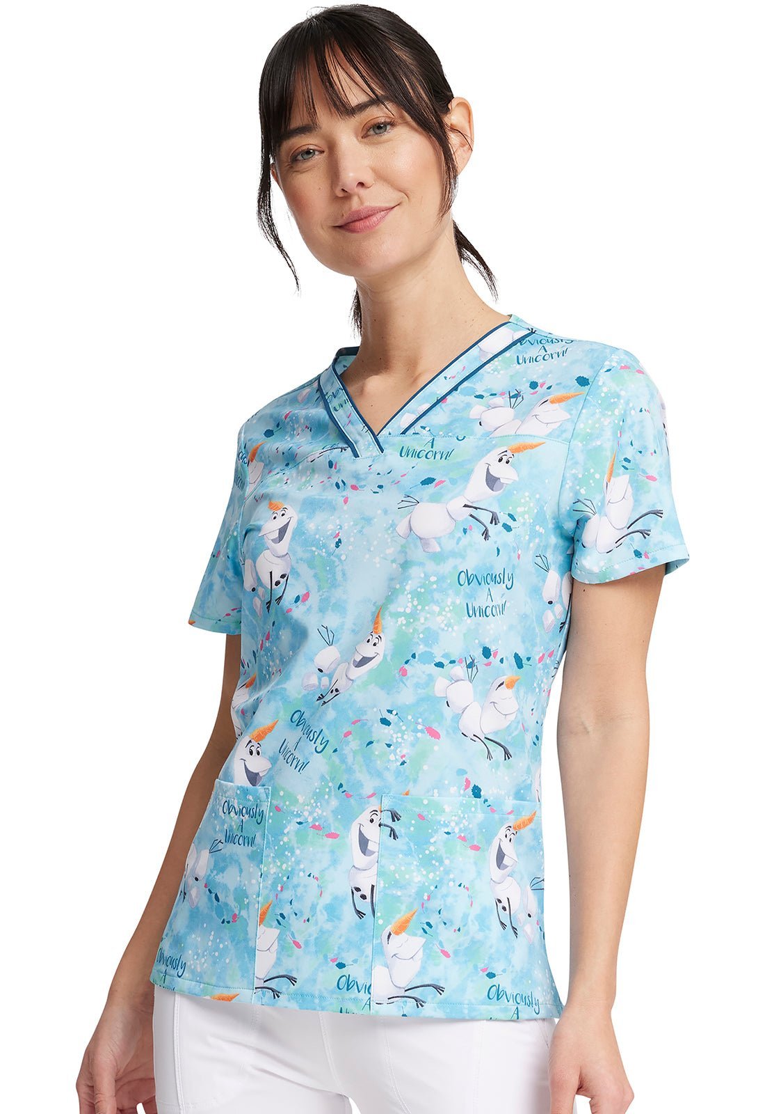 Olaf Tooniforms Licensed Disney Frozen V Neck Scrub Top TF610 FZOB - Scrubs Select