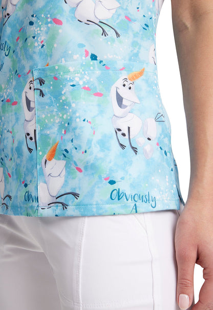 Olaf Tooniforms Licensed Disney Frozen V Neck Scrub Top TF610 FZOB - Scrubs Select