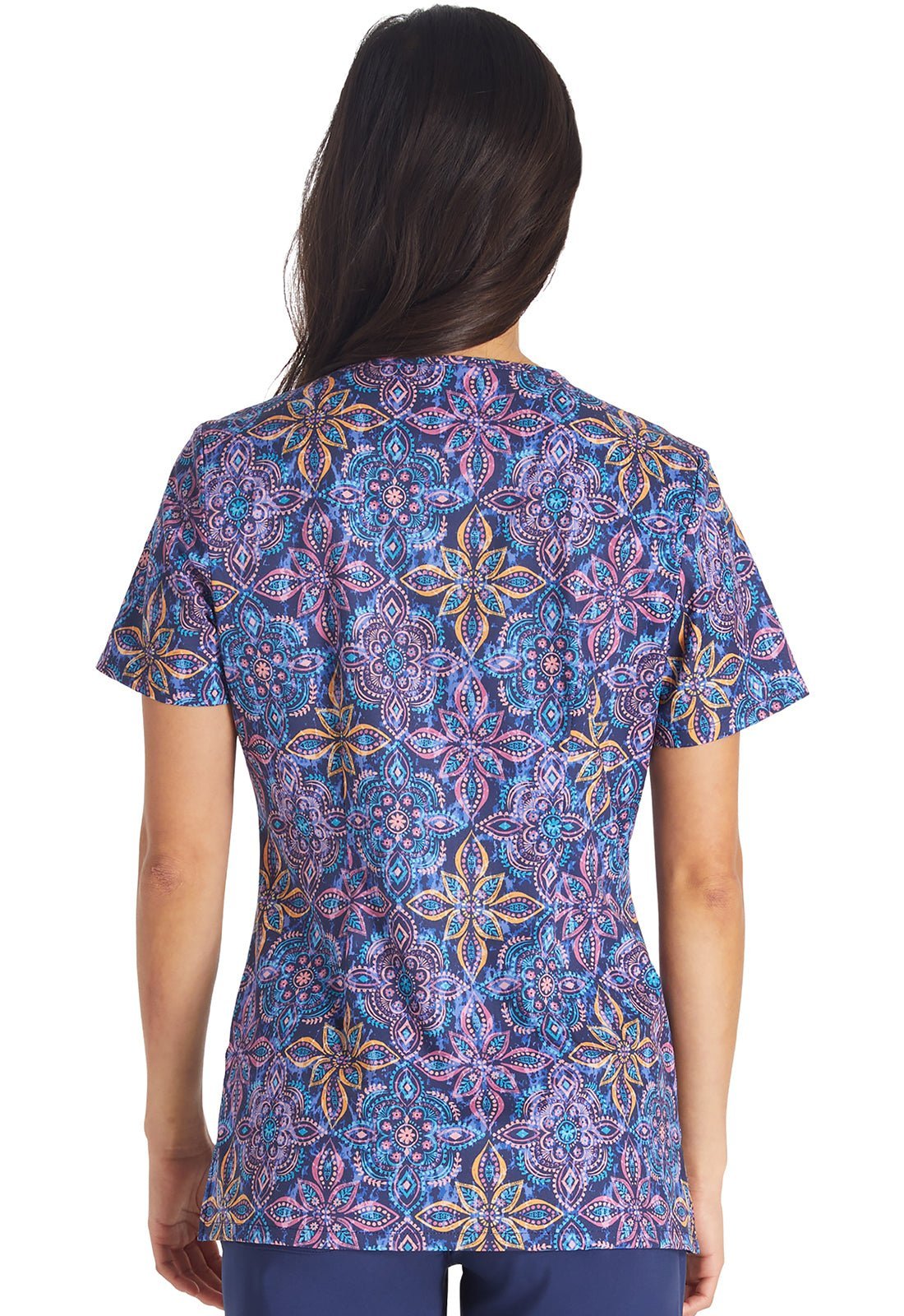 One In A Medallion Cherokee Print V Neck Scrub Top CK678 OIAM - Scrubs Select